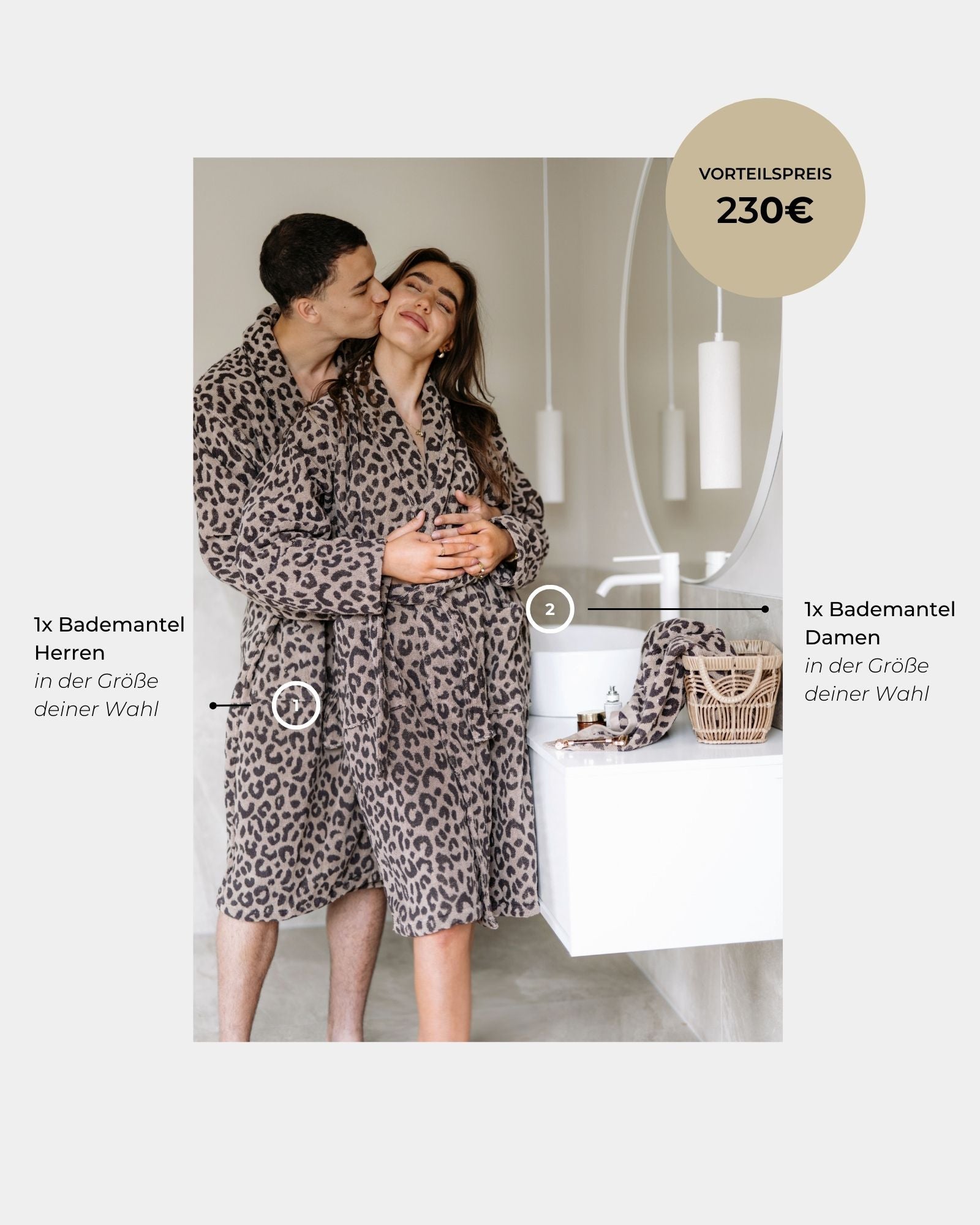 Bundle Pärchen Bademantel LEO Beige-Braun