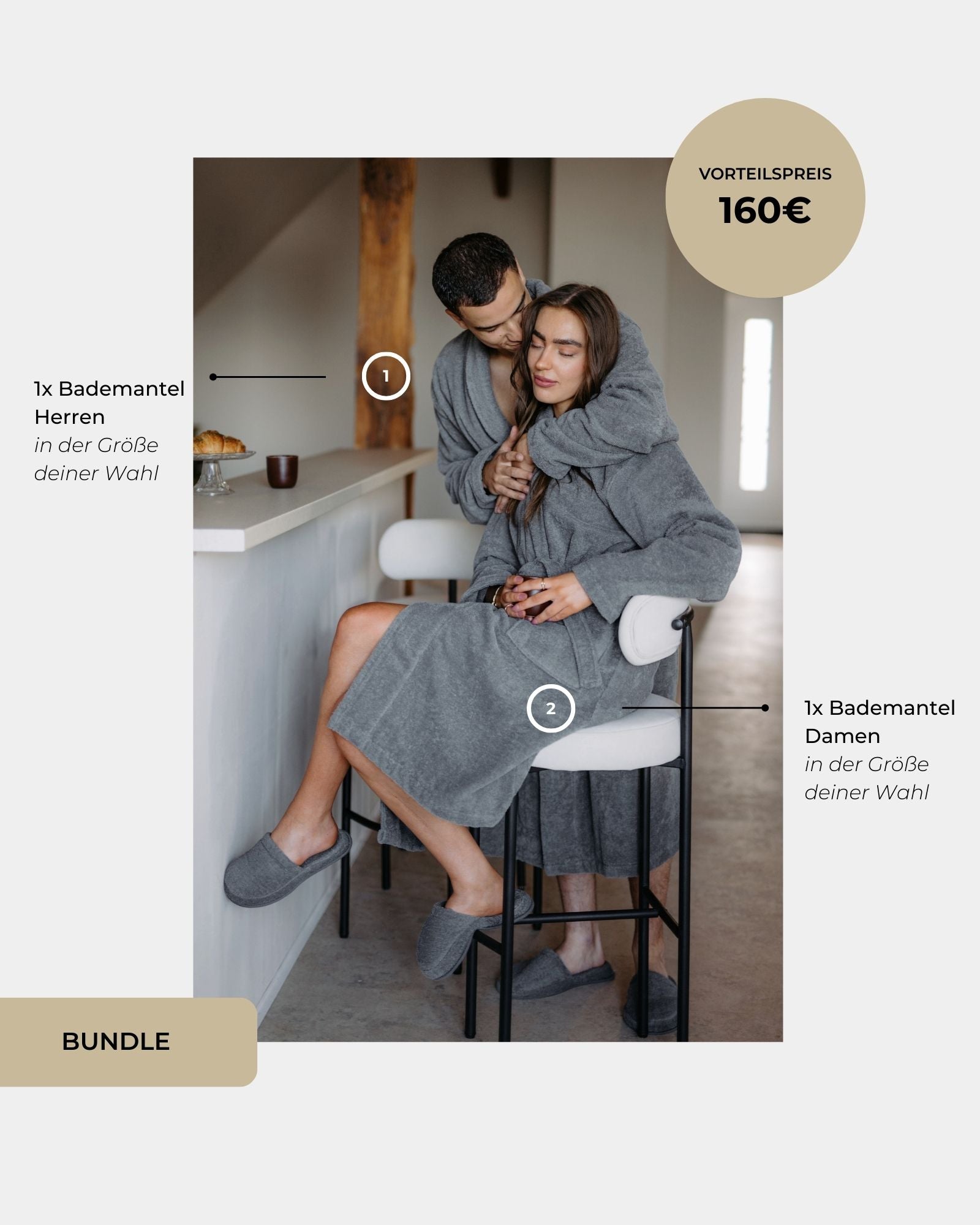 Bundle Couple Bademantel Damen Herren ELA Dunkelgrau