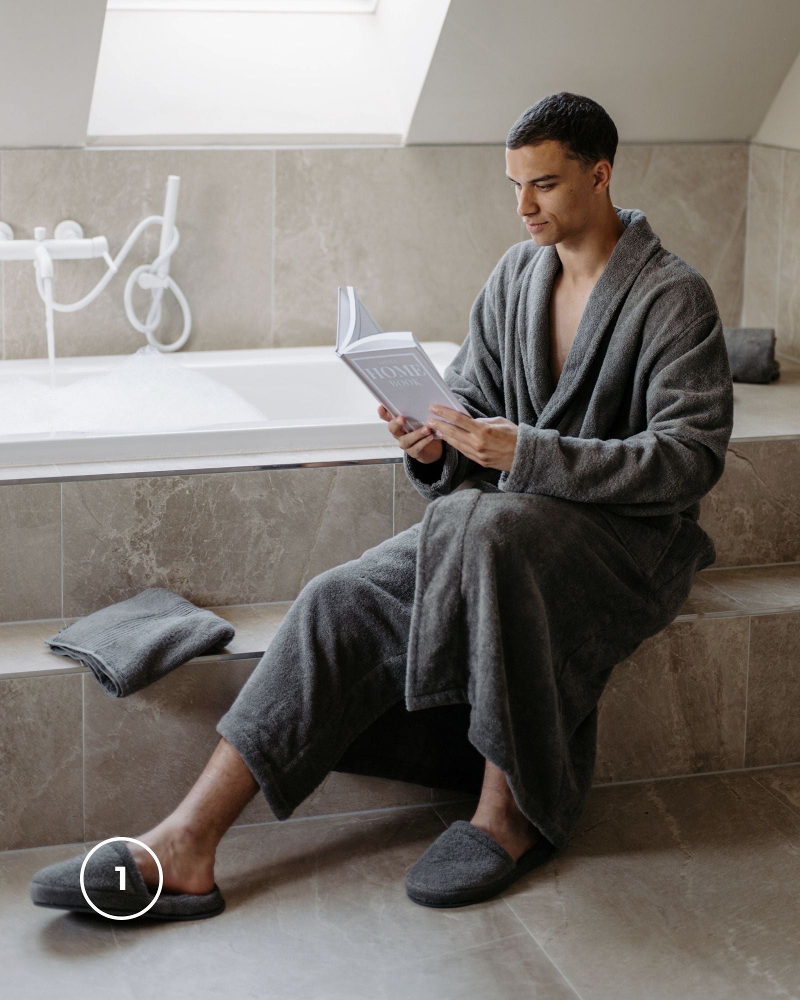 Bundle Couple Bademantel Mann ELA Dunkelgrau