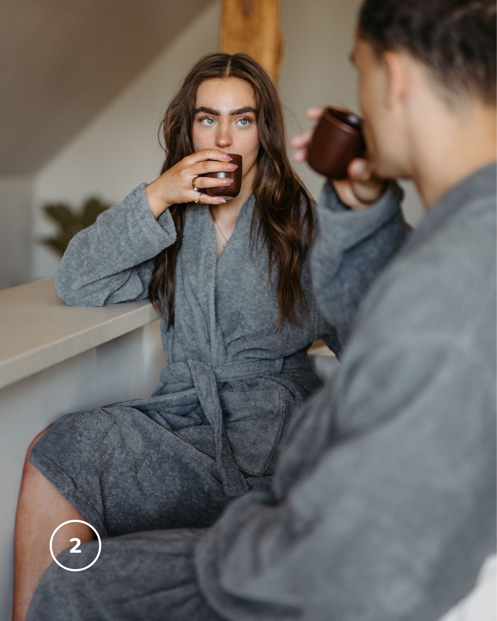 Bundle Couple Bademantel Frau ELA Dunkelgrau