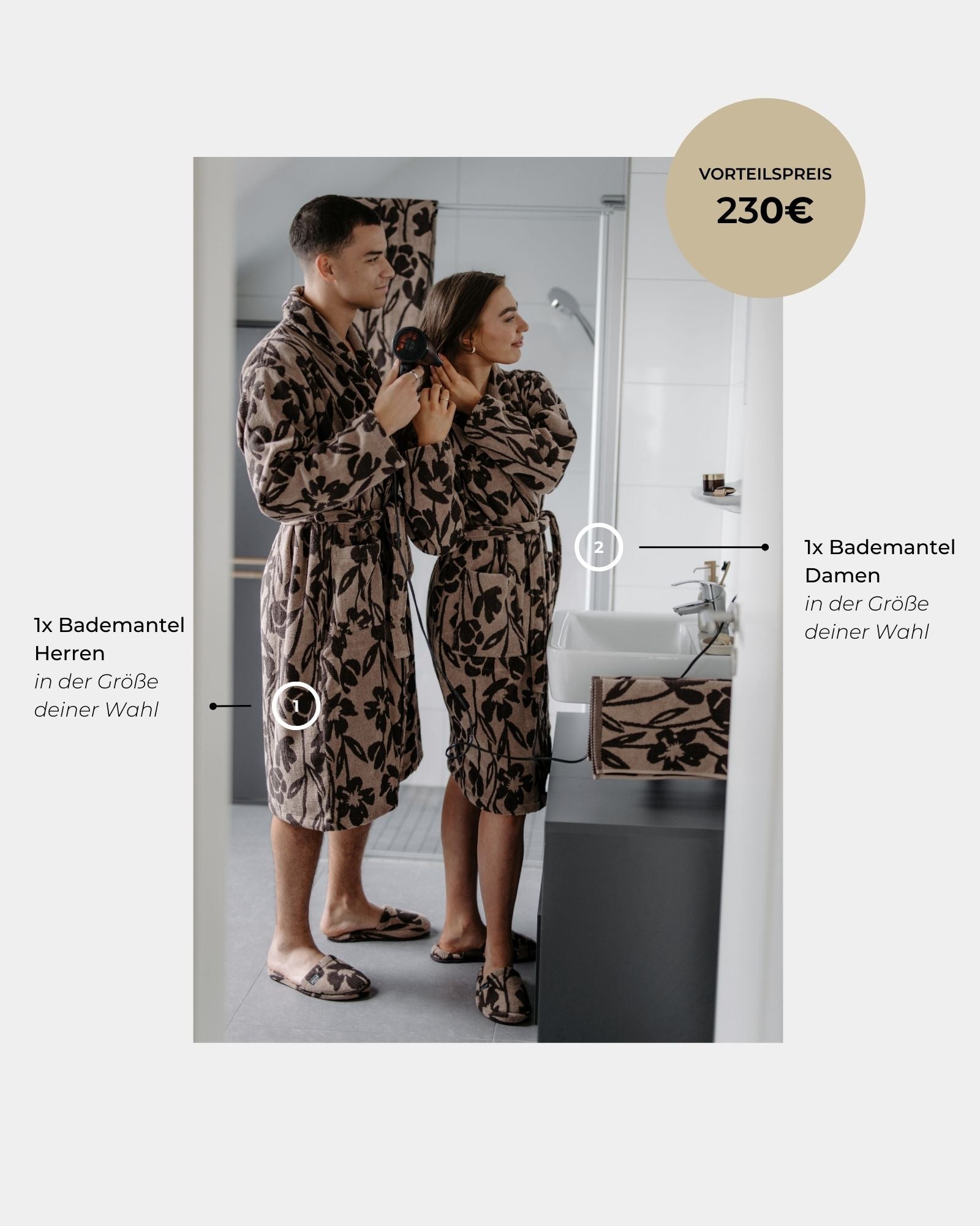 Bademantel FLORA im Couple-Set