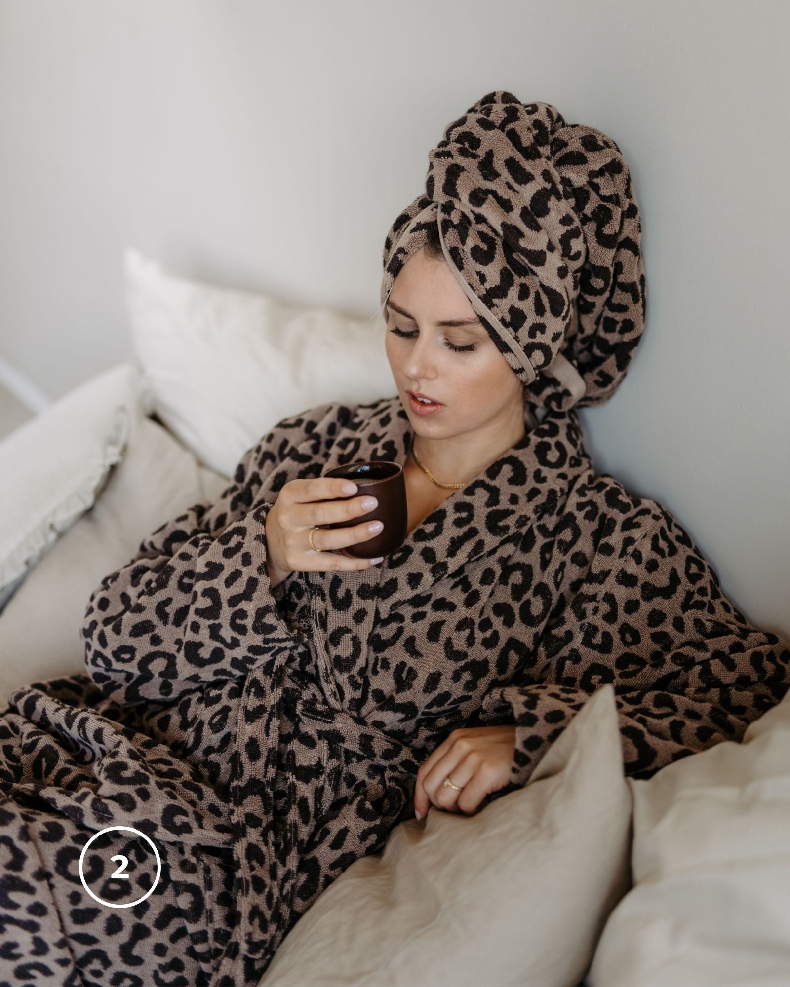 Bundle Pärchen Bademantel Damen LEO Beige-Braun