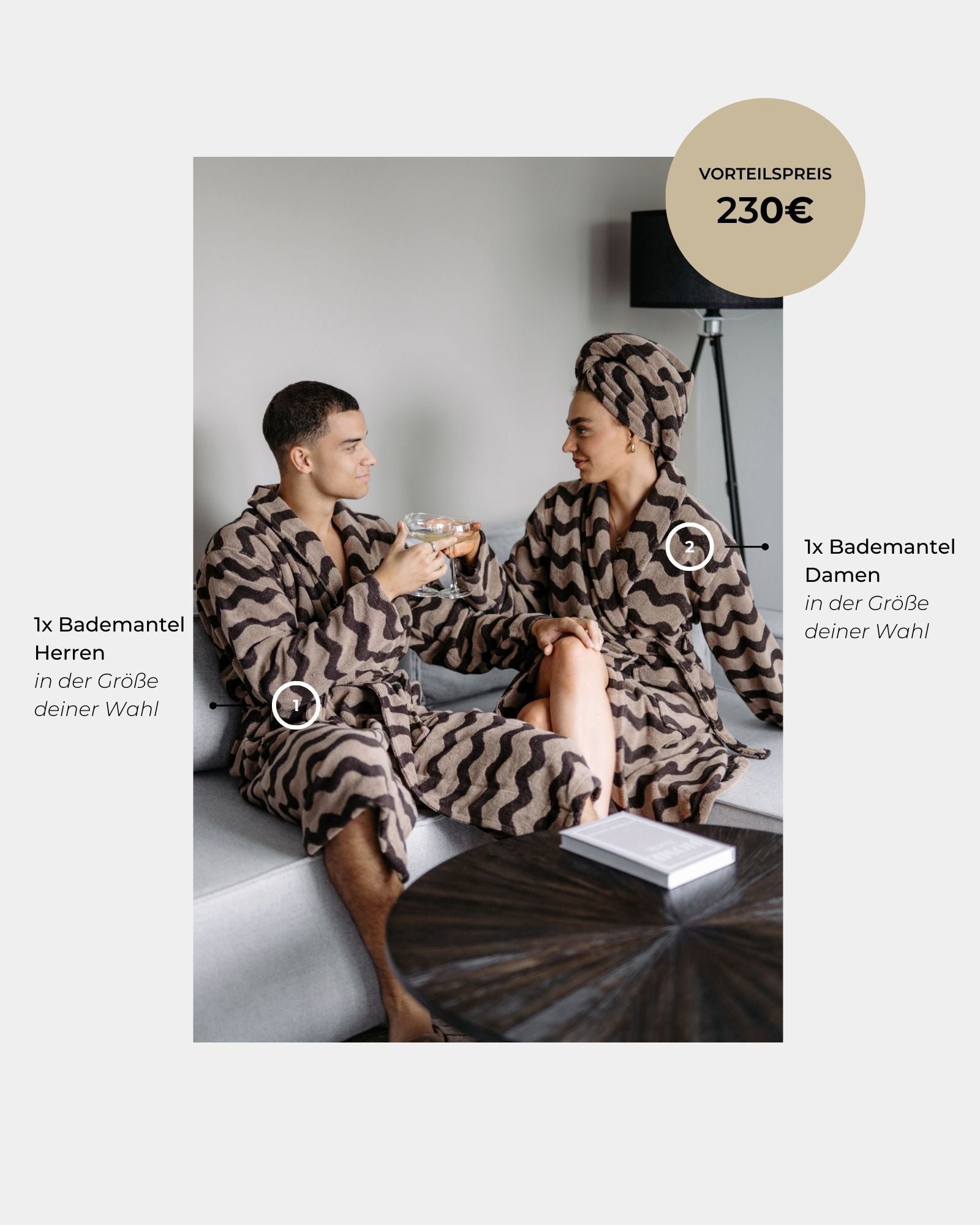 Bundle Pärchen Bademantel Couple VIVA Beige-Braun