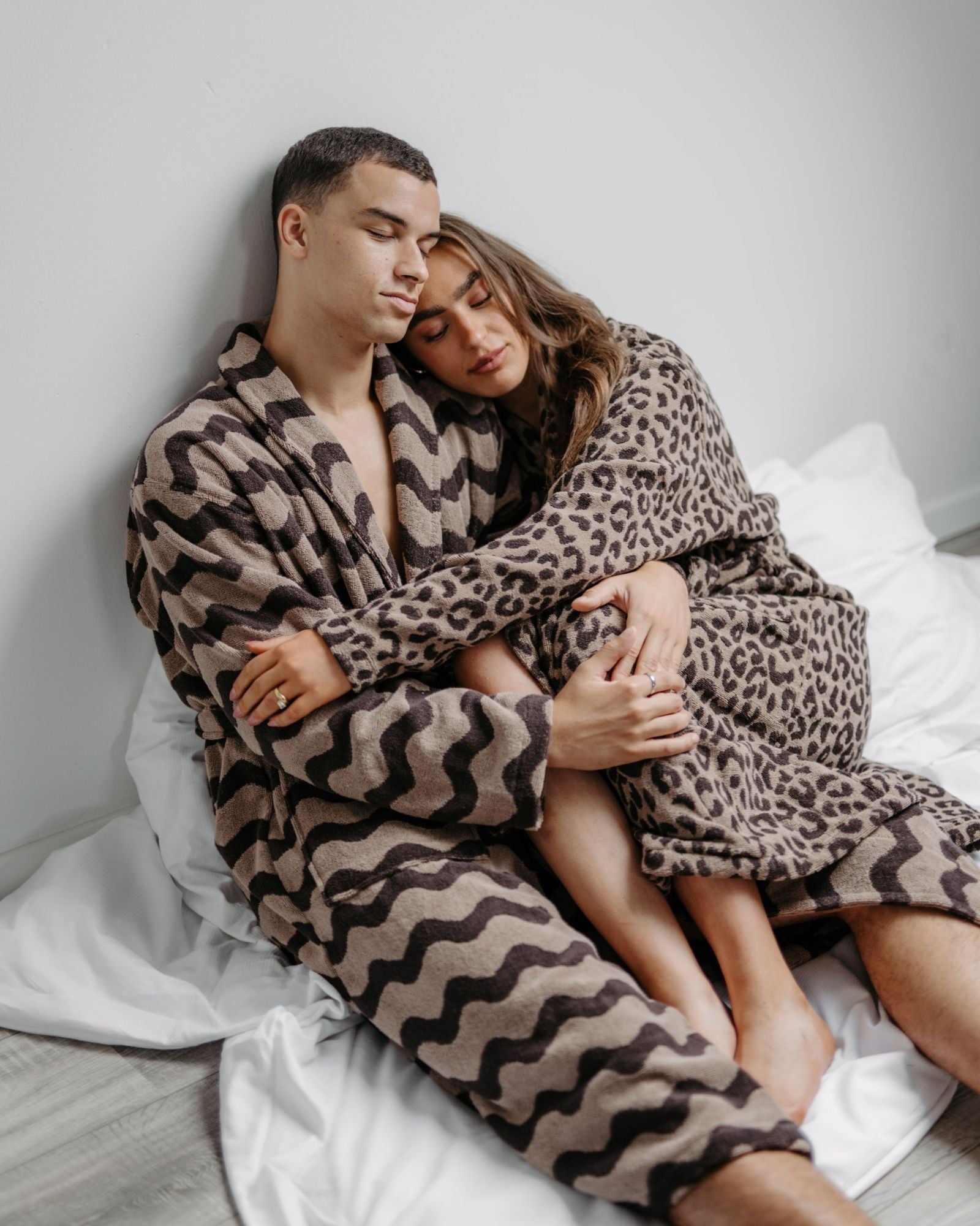 Bundle Pärchen Bademantel Damen Herren VIVA LEO Beige-Braun