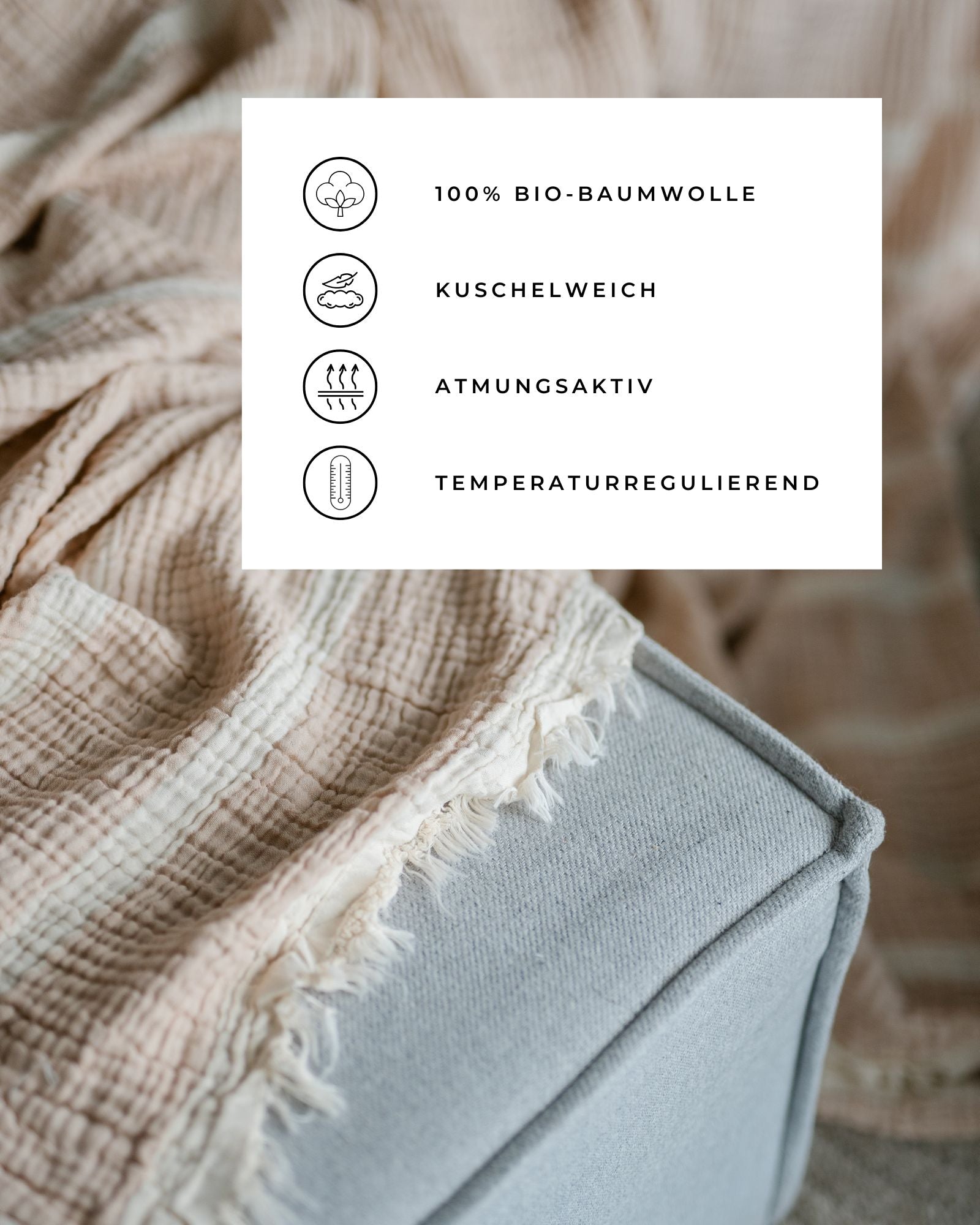 Musselin - Decke YARA, 230 x 240 - pamuk design
